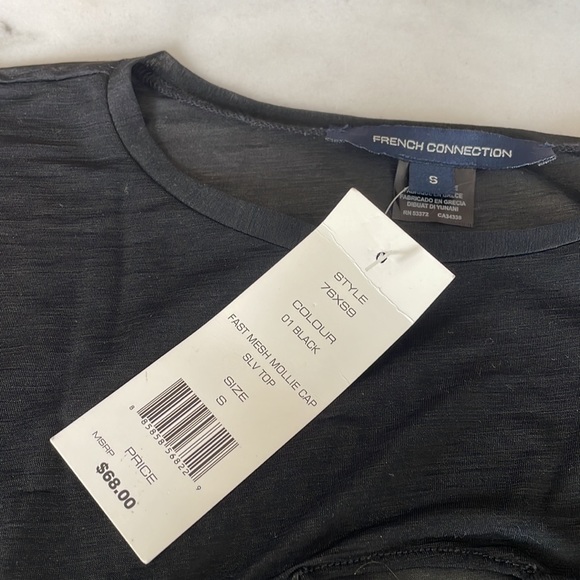 French Connection Black Mesh Top - Picture 2 of 9